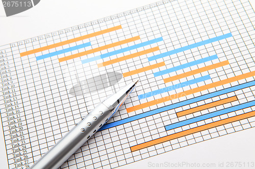 Image of Gantt chart and pen