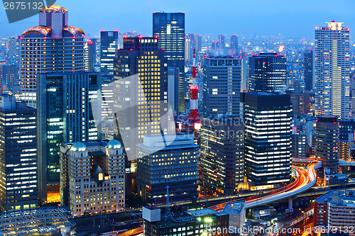 Image of Osaka skyline at night