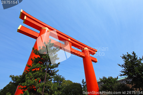Image of Japanese torii and blue sky