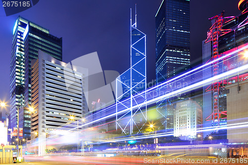 Image of Hong Kong city and traffic trail