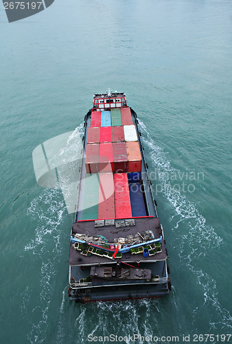 Image of Cargo ship from top