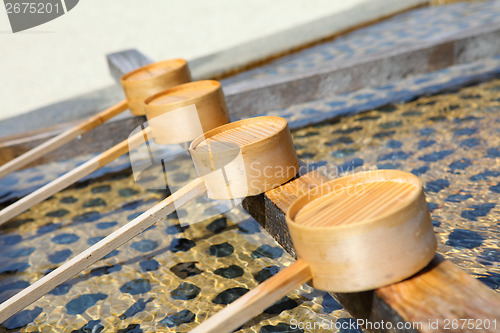 Image of Bamboo ladle in japanese temple