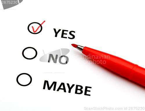 Image of Yes or no check box