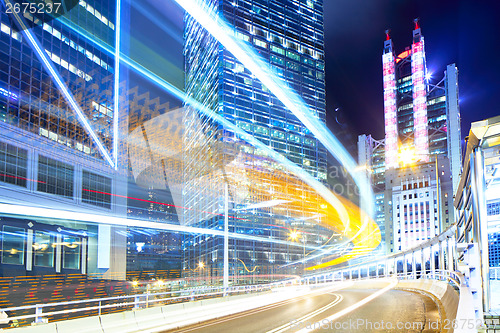 Image of Busy traffic in Hong Kong at night