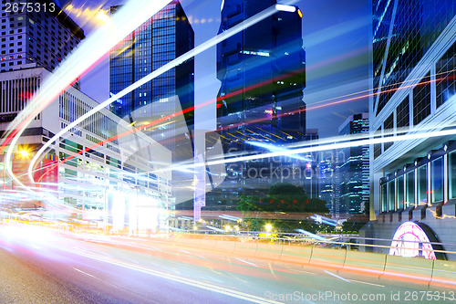 Image of Busy traffic in Hong Kong at night