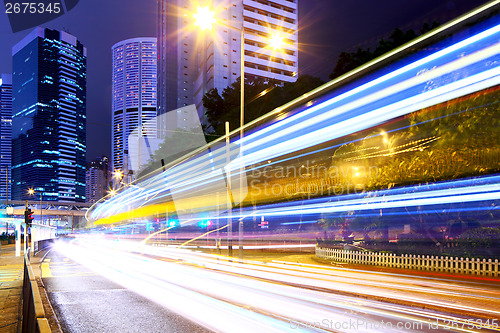 Image of Hong Kong city with traffic trail