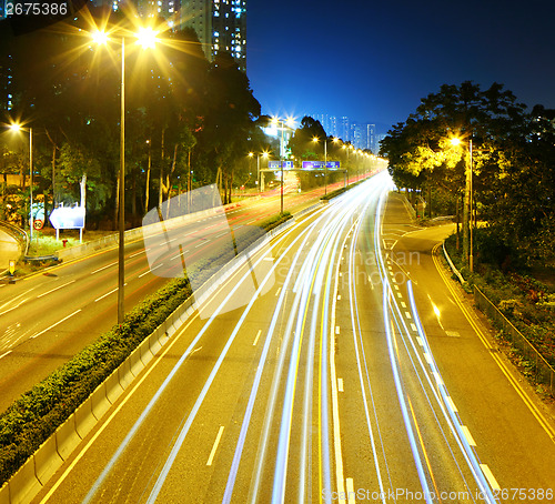 Image of Highway with traffic trail at night