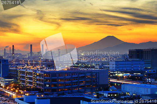 Image of Industrial plant during evening