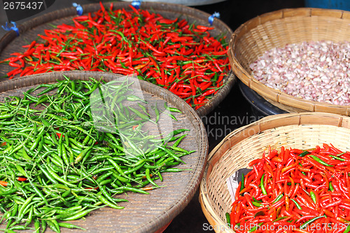 Image of Chili pepper in food market
