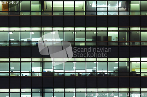 Image of Exterior of office building at night