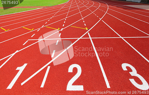 Image of Red running track with number