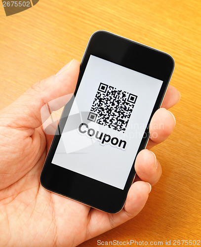 Image of QR code on mobile display