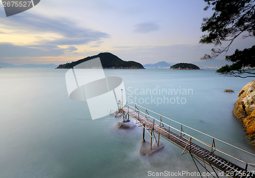 Image of Seascape and wooden jetty