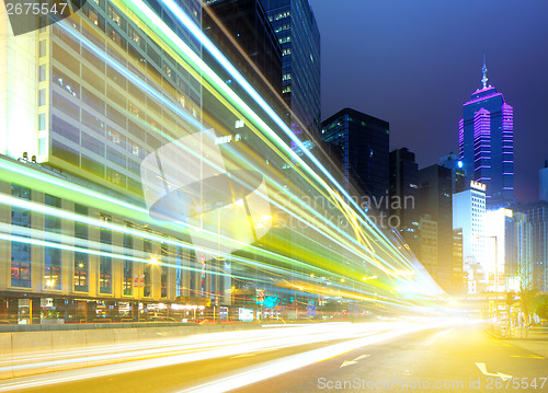 Image of Fast moving car light in Hong Kong