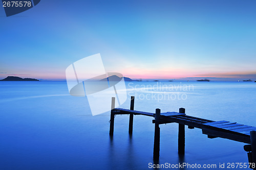 Image of Wooden pier with sunset