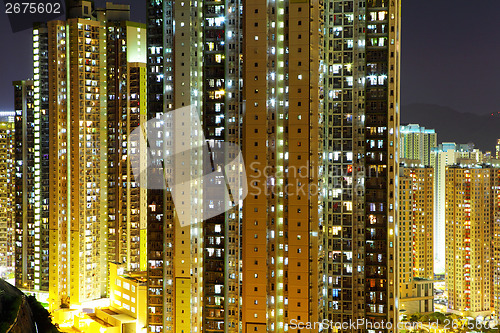 Image of Public housing in Hong Kong at night