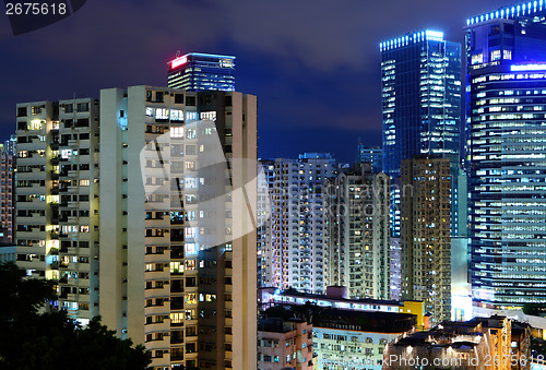 Image of Hong Kong apartment building at night