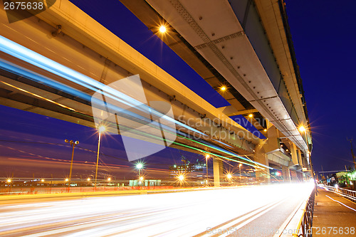 Image of Elevated freeway with traffic trail 