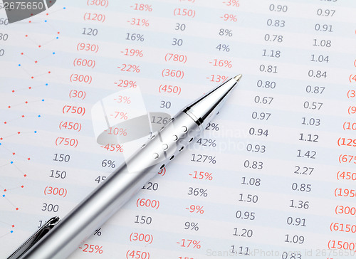 Image of Data spreadsheet and pen