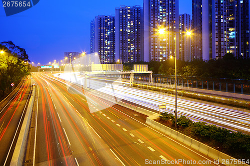 Image of Highway in Hong Kong at night