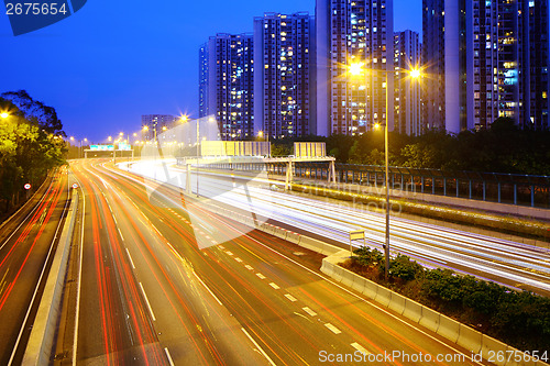 Image of Highway in Hong Kong at night