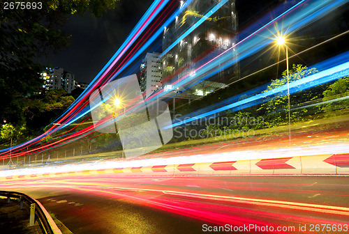 Image of Traffic trail in city