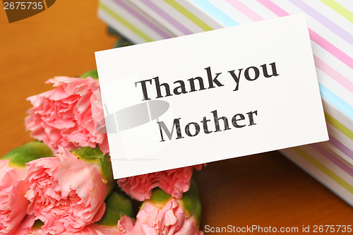 Image of Thank you card mother with carnation and gift box