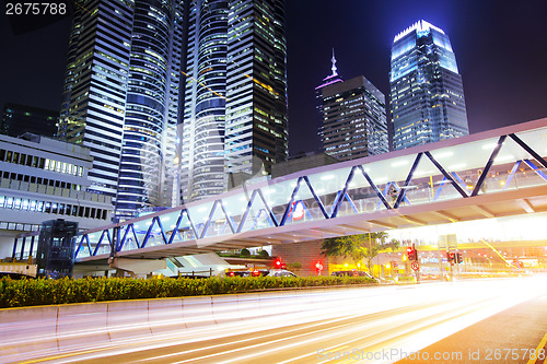 Image of Fast moving car light in Hong Kong