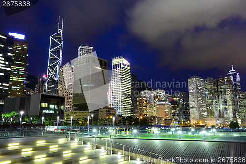 Image of Hong kong financial district at night