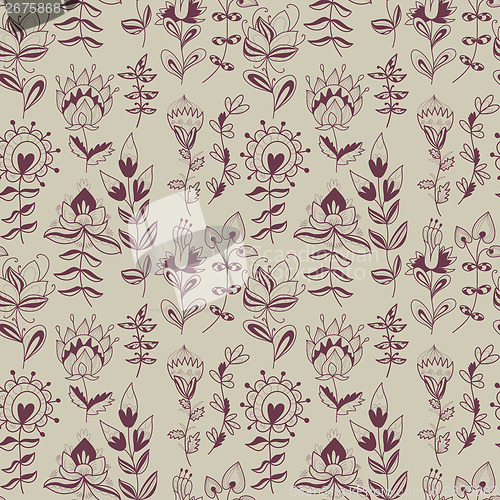 Image of abstract floral pattern. contour hand-drawn