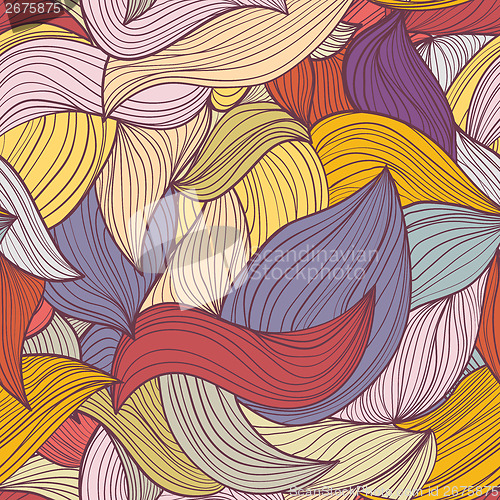 Image of Seamless abstract hand-drawn waves pattern