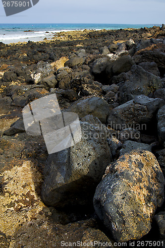 Image of  in lanzarote  isle foam rock spain landscape  