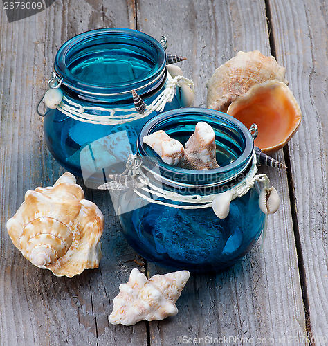 Image of Sea Shells in Glass Jars