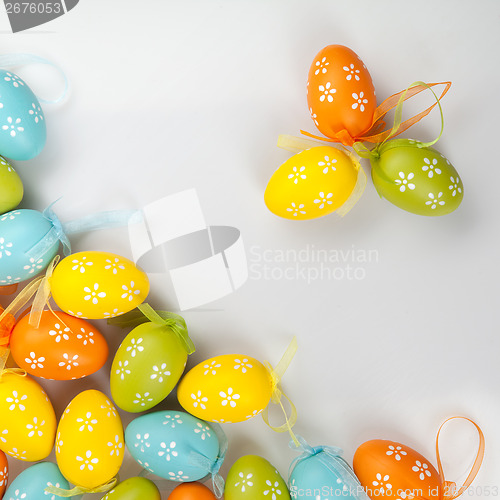 Image of color easter eggs on white