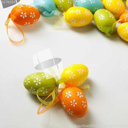 Image of color easter eggs on white