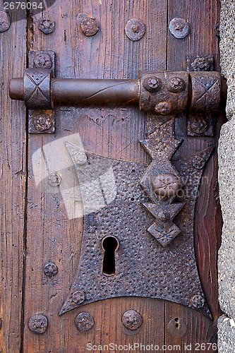 Image of castle lock spain knocker lanzarote abstract door wood  