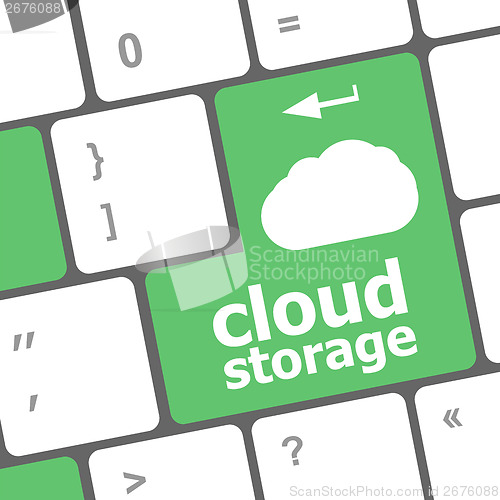 Image of cloud storage words concept on button of the keyboard