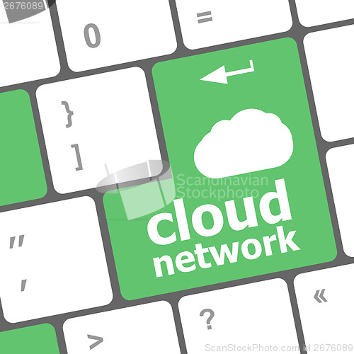 Image of cloud network words concept on button of the keyboard