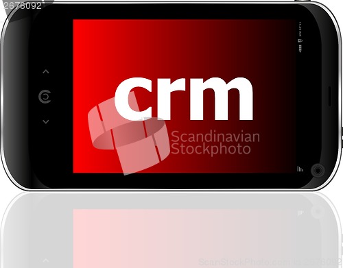 Image of crm word on smart mobile phone, business concept