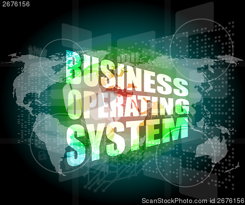 Image of business operating system word on digital touch screen