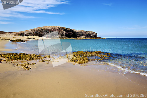 Image of people water in lanzarote  spain pond  rock    musk  and summer 