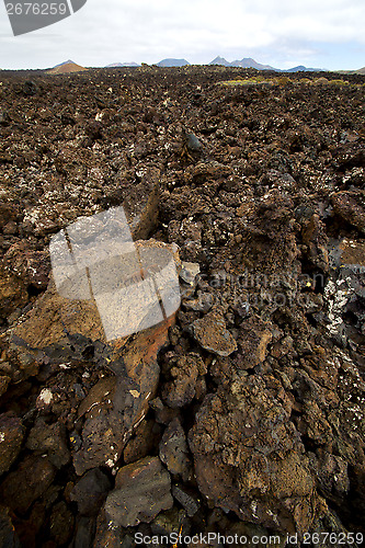Image of stone in   volcanes lanzarote timanfaya  sky  hill and  