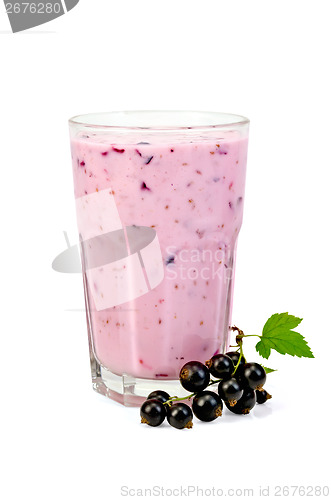 Image of Milkshake with black currants in a glass