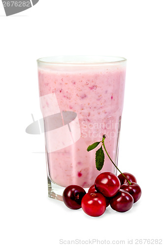 Image of Milkshake with cherry in a glass