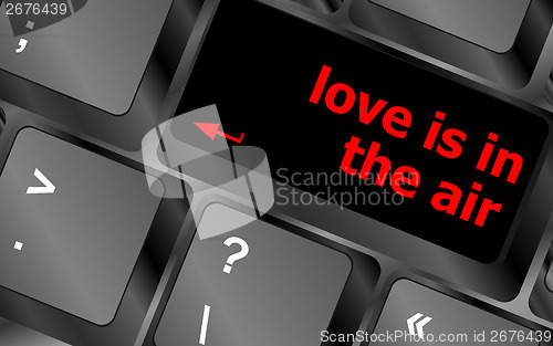 Image of Modern keyboard with love is in the air text