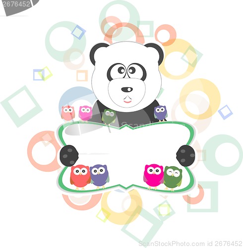 Image of birthday party elements with cute owls and panda