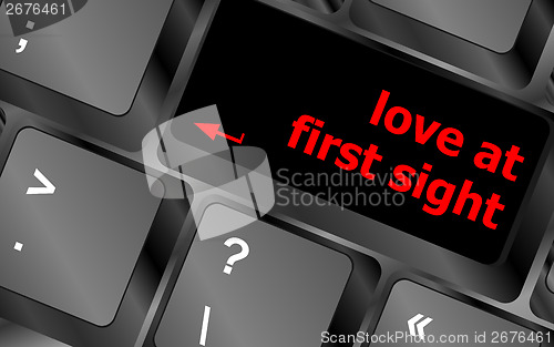 Image of love at first sight, keyboard with computer key button