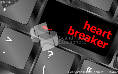 Image of heart breaker word on keyboard key, love concept