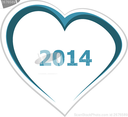 Image of marketing concept, 2014 on love heart on white