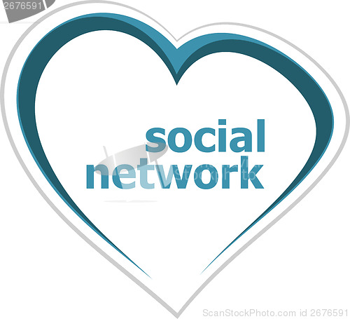 Image of social concept, social network word on love heart